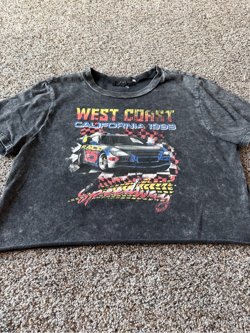 Social Scene West Coast 1993 Racing Graphic Oversized Crop Tee M